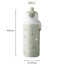pop up little farm little dutch Mepal drinkfles 400 ML met afmetingen 19,6 cm hoog en 6,4 cm diameter voor kinderen