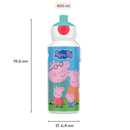 peppa pig Mepal drinkfles 400 ML met afmetingen 19,6 cm hoog en 6,4 cm diameter, praktisch voor kinderen