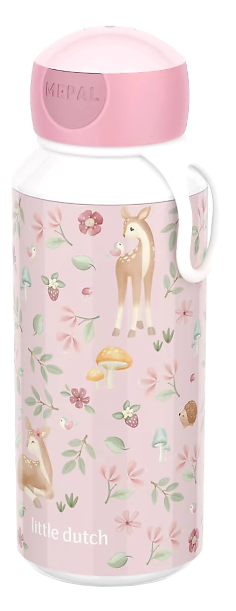 Little Dutch drinkfles kind roze Fairy Garden met bloemenprint en hertje, duurzame mepal drinkfles voor school.