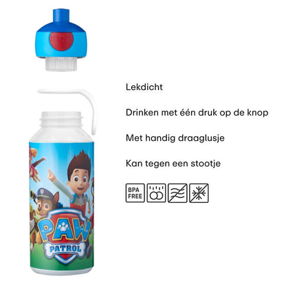 Mepal drinkfles kind 400 ML in paw patrol, lekdicht en BPA-vrij, handig met draaglus en eenvoudig te openen door kinderen