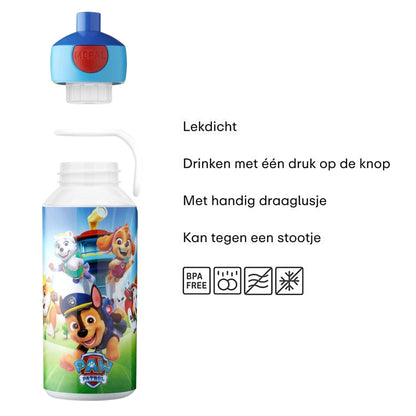 Mepal drinkfles kind 400 ML in PAW Patrol pups, lekdicht en BPA-vrij, handig met draaglus en eenvoudig te openen door kinderen