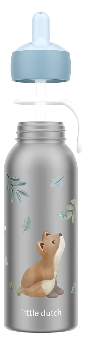 Mepal Isoleerfles Forest Friends 350 ml, kindvriendelijke rvs drinkfles met uitklapbaar rietje en vosje opdruk.