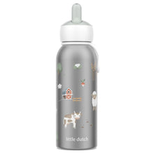 Mepal Isoleerfles Little Dutch Little Farm 350 ml RVS drinkfles kind met koe, schaap en boerderijprint aan voorzijde.
