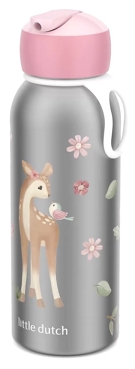 Mepal Isoleerfles 350 ml Little Dutch Fairy Garden, kindvriendelijke rvs drinkfles met hert en vogel.
