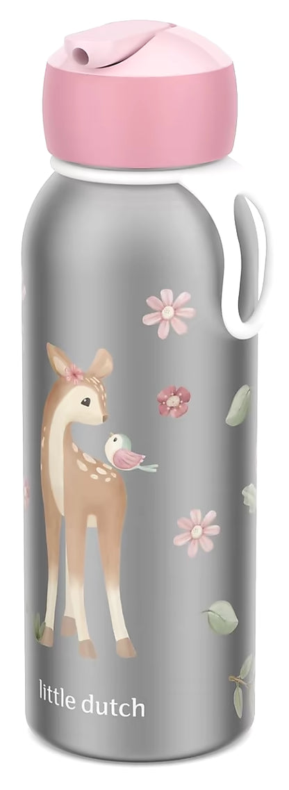 Mepal Isoleerfles 350 ml Little Dutch Fairy Garden, kindvriendelijke rvs drinkfles met hert en vogel.