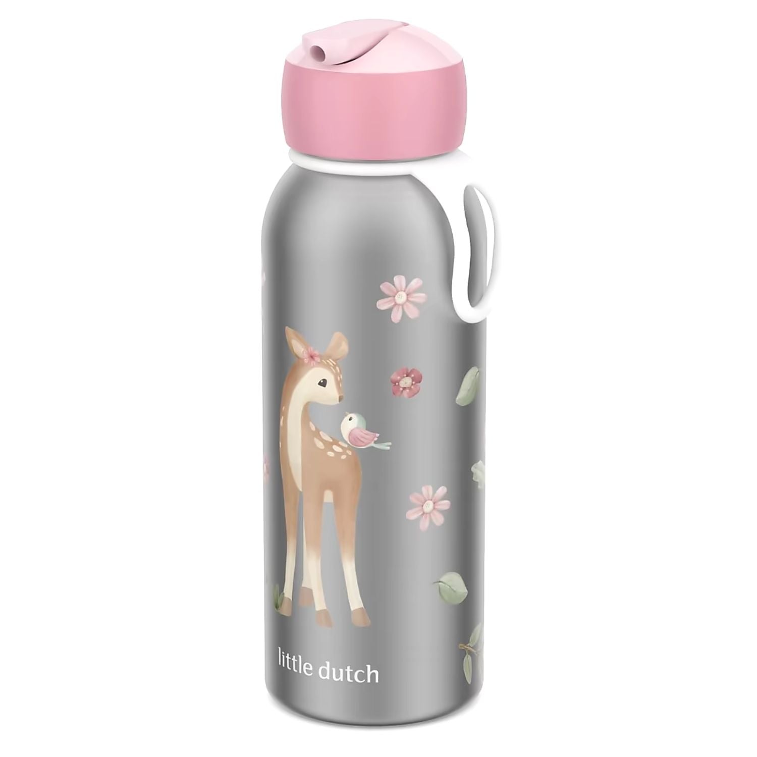 Mepal Isoleerfles 350 ml Little Dutch Fairy Garden, kindvriendelijke rvs drinkfles met hert en vogel.