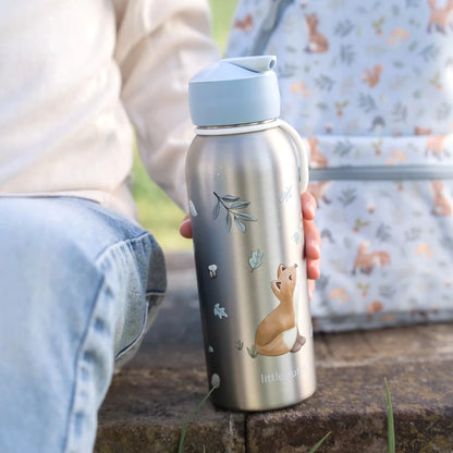 Mepal Isoleerfles 350 ml Forest Friends, kind rvs vriendelijke drinkfles met vos en bladeren, perfect voor school en buitenspelen.