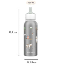 isoleerfles little dutch Mepal 350 ML met afmetingen 20,2 cm hoog en 6,5 cm diameter met little farm print