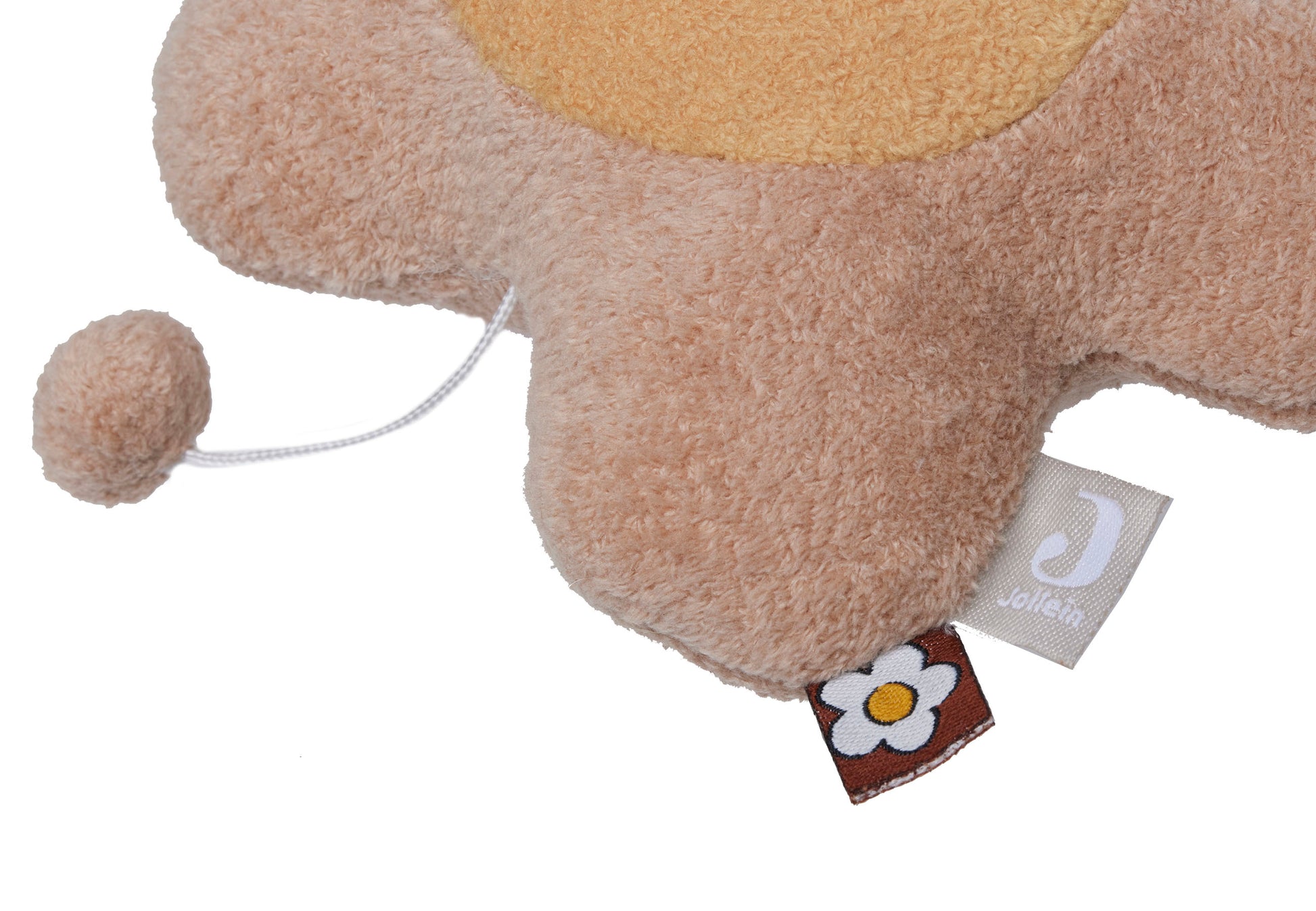 Muziekdoosje baby detail trekkoord Jollein label bloem decoratie sensorisch speelgoed babyuitzet