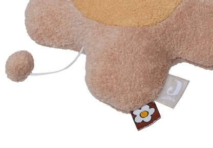 Muziekdoosje baby detail trekkoord Jollein label bloem decoratie sensorisch speelgoed babyuitzet