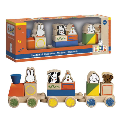 Nijntje Blokkentrein houten speelgoed met kleurrijke blokken en dieren, inclusief verpakking, leuk baby cadeau.
