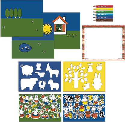 Complete set van Nijntje Knutselboek met stencils, stickers en potloden, inspirerend knutsel idee voor kinderen.