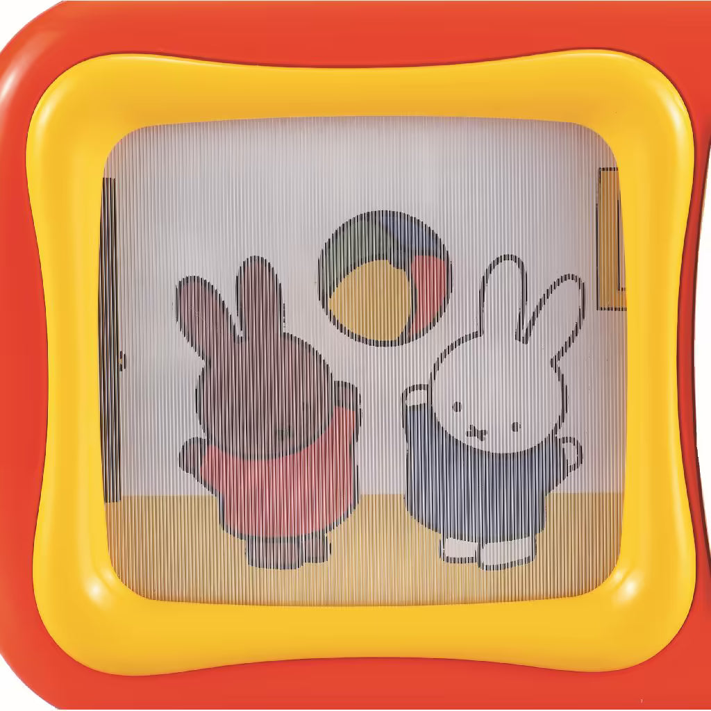 Nijntje mijn eerste TV met kleurrijke haasjes op scherm, rood-geel ontwerp en ideaal als educatief speelgoed.