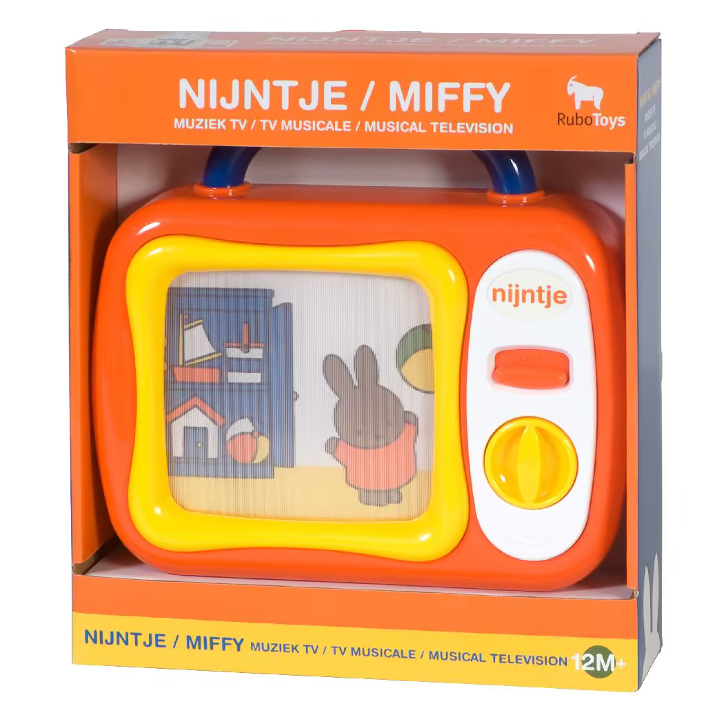 Nijntje mijn eerste TV in doos met oranje verpakking, muzikale televisie vanaf 12 maanden, leuk baby cadeau.