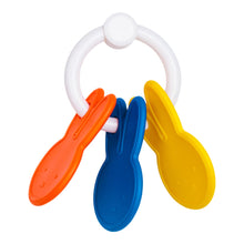 Nijntje Rammelaar sleutelbos in primaire kleuren rood, blauw en geel, duurzaam educatief speelgoed voor baby’s.