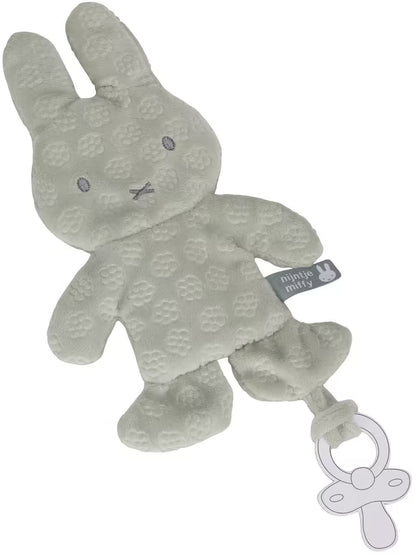 Zacht Nijntje Speendoekje green flower in pluche stof met speenlus, ideaal als speenknuffel en kraamcadeau.