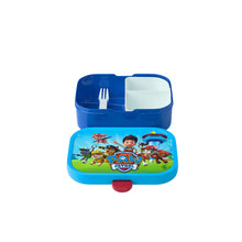 Blauw Mepal Campus Lunchbox PAW Patrol open met vakjes en vorkje, ideaal als kindvriendelijke broodtrommel
