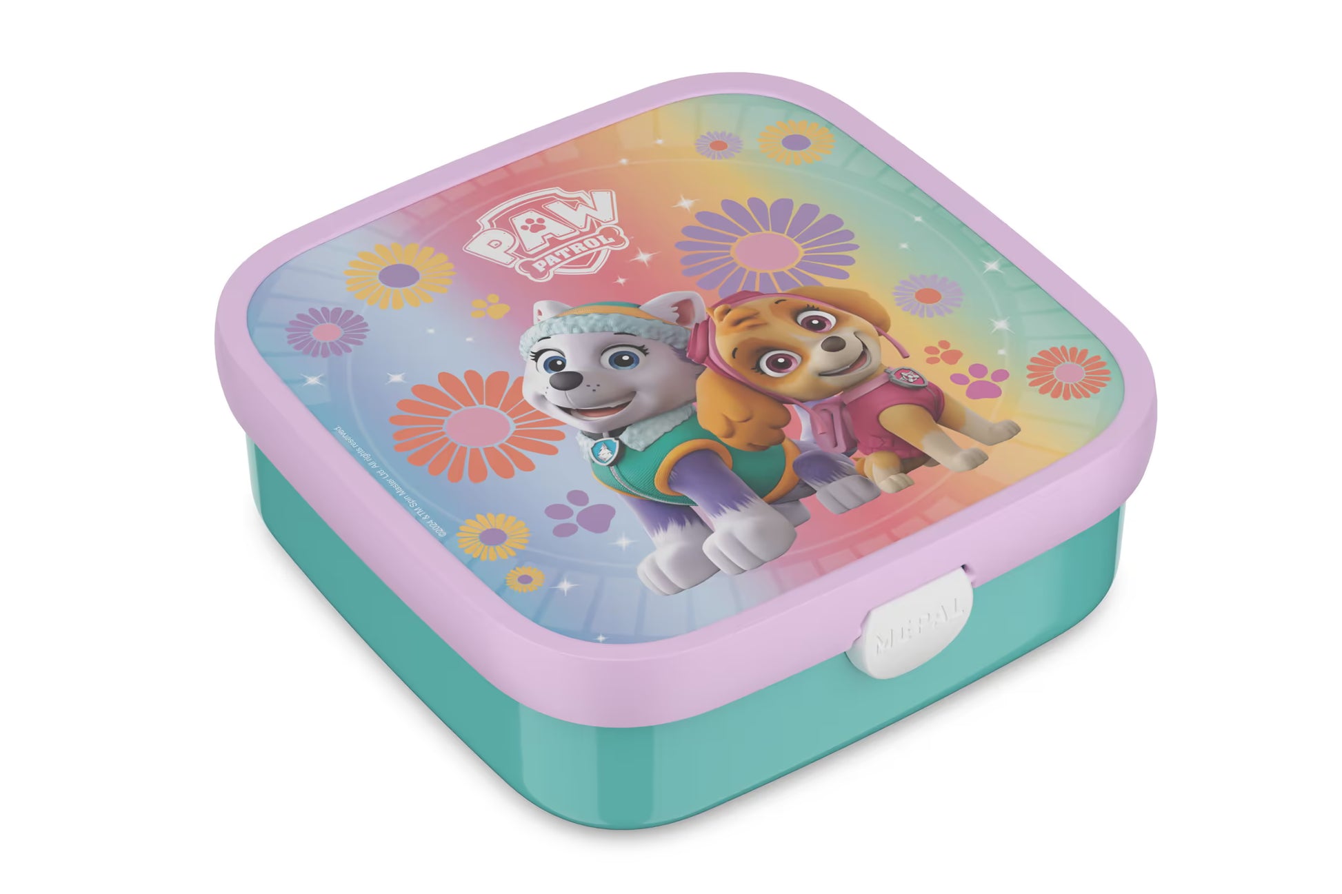 Kleurrijke PAW Patrol broodtrommel van Mepal voor kinderen, met Skye en Everest op de deksel, ideaal voor schoollunches.