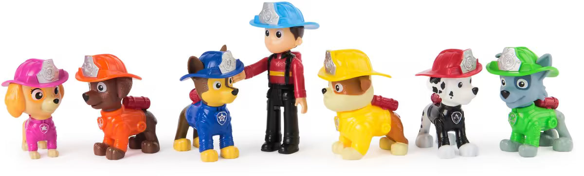 PAW Patrol Fire Rescue speelgoedset met Ryder, Chase, Skye, Rubble, Rocky, Marshall en Zuma voor peuters