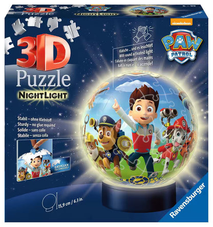 Ravensburger Paw Patrol nachtlampje in puzzelvorm, kleurrijk en veilig voor kinderen en peuters.