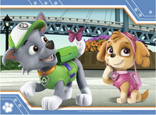 Leuke PAW Patrol puzzel met Rocky en Skye tussen bloemen, veilige en vrolijke puzzel voor peuters en kinderen.