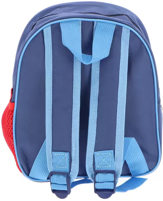 Achterzijde van blauwe PAW Patrol rugzak kind met verstelbare schouderbanden en lus, ideaal voor peuters en kinderen.