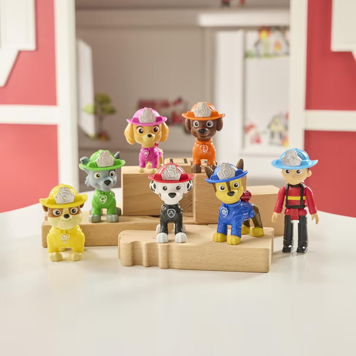 PAW Patrol speelgoedfiguren Fire Rescue set met Ryder, Skye, Chase, Marshall, Rubble, Zuma en Rocky, kindvriendelijk