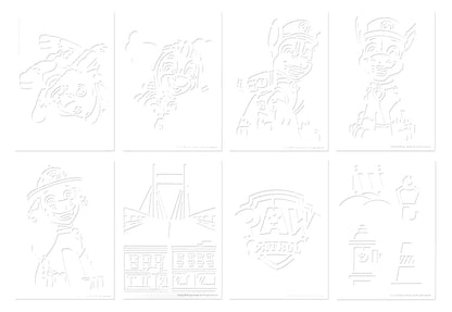 PAW Patrol Spray Pen Set deluxe met stencils van de pups, ideaal als creatief knutsel idee voor peuters.