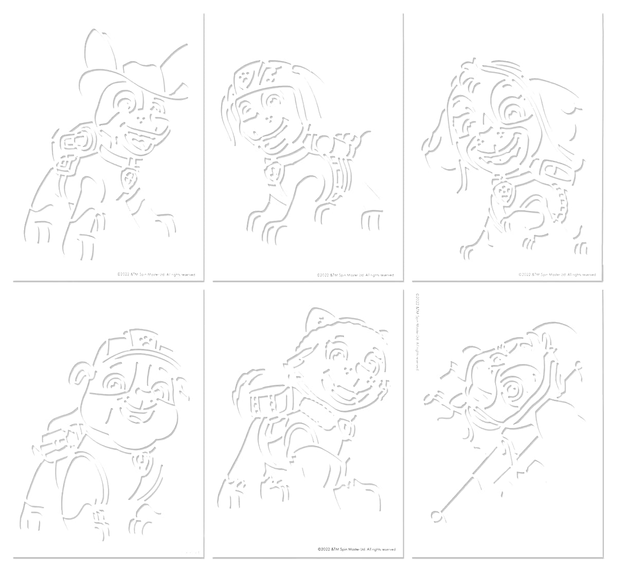 PAW Patrol Spray Pen Set deluxe met stencils van pups Rubble, Rocky, Zuma en Chase, ideaal om creatief te knutselen.