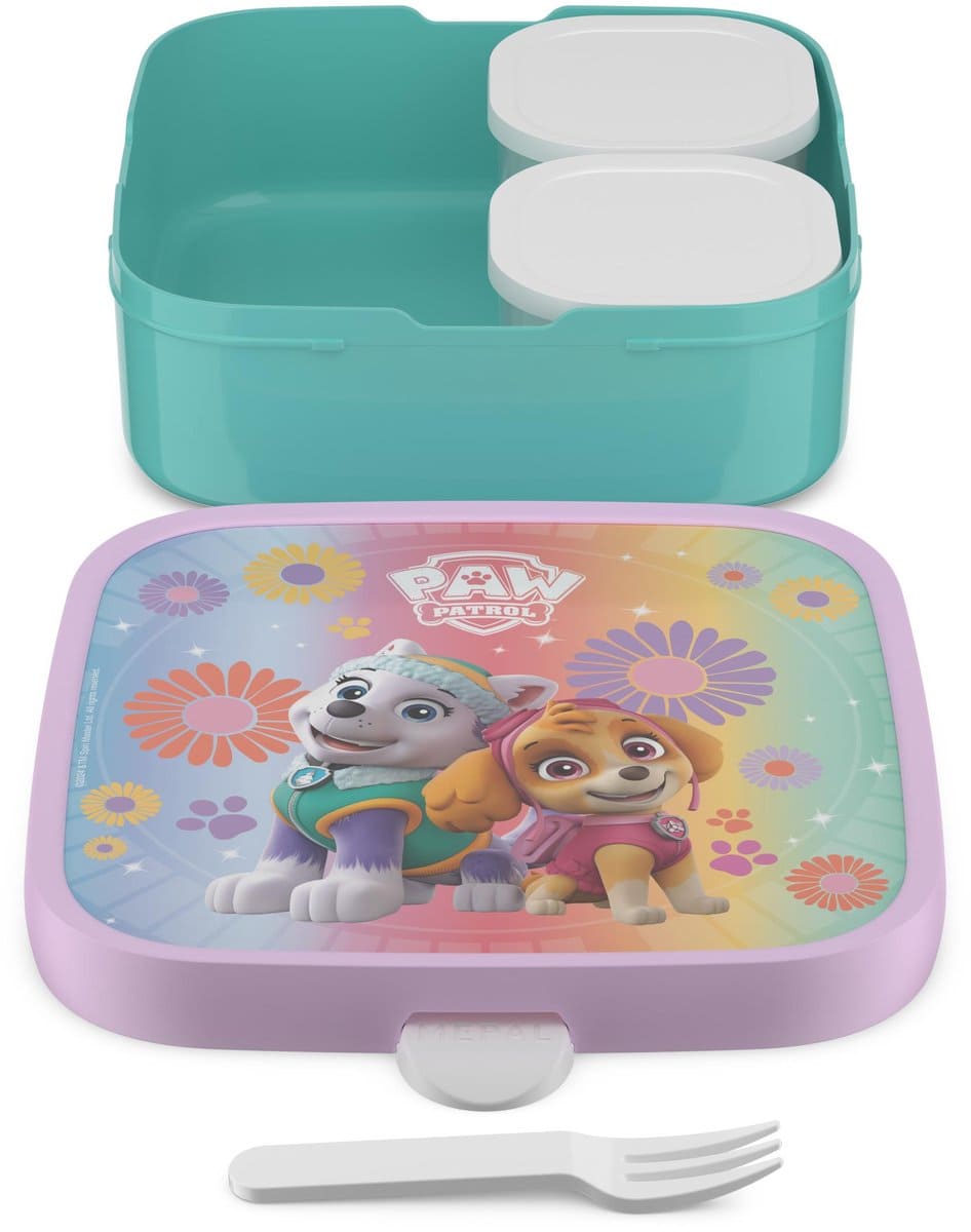 Grote PAW PAtrol girls Mepal Bento lunchbox met binnenvakjes en vorkje, ideaal als broodtrommel kind voor school.