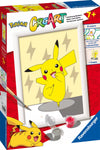 Pokémon CreArt Ravensburger voorkant verpakking met Pikachu schilderij op nummer, leuk knutsel idee voor kinderen.