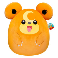 Pokémon Squishmallow Teddiursa knuffel voorkant met Jazwares label, zachte Teddiursa knuffel als Pokémon cadeau