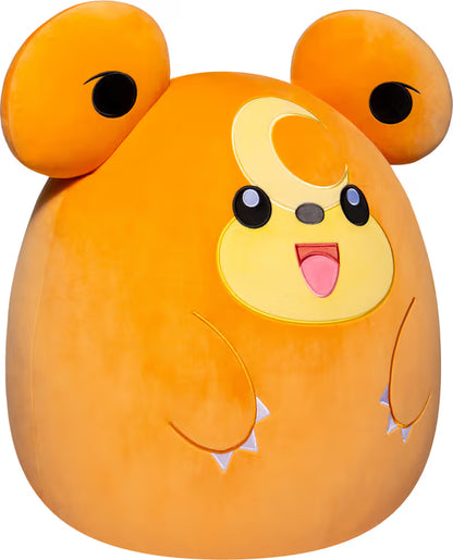 Pokémon Squishmallow Teddiursa knuffel vrijstaand, grote Squishmallows Pokémon knuffel voor kinderen en fans