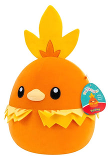 Pokémon Squishmallow Torchic knuffel met zichtbaar Squishmallows label van Jazware, schattig Pokémon cadeau voor kinderen