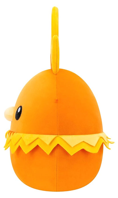Pokémon Squishmallow Torchic knuffel in zijaanzicht, zachte Pokémon knuffel van Squishmallows met ronde vorm voor kinderen