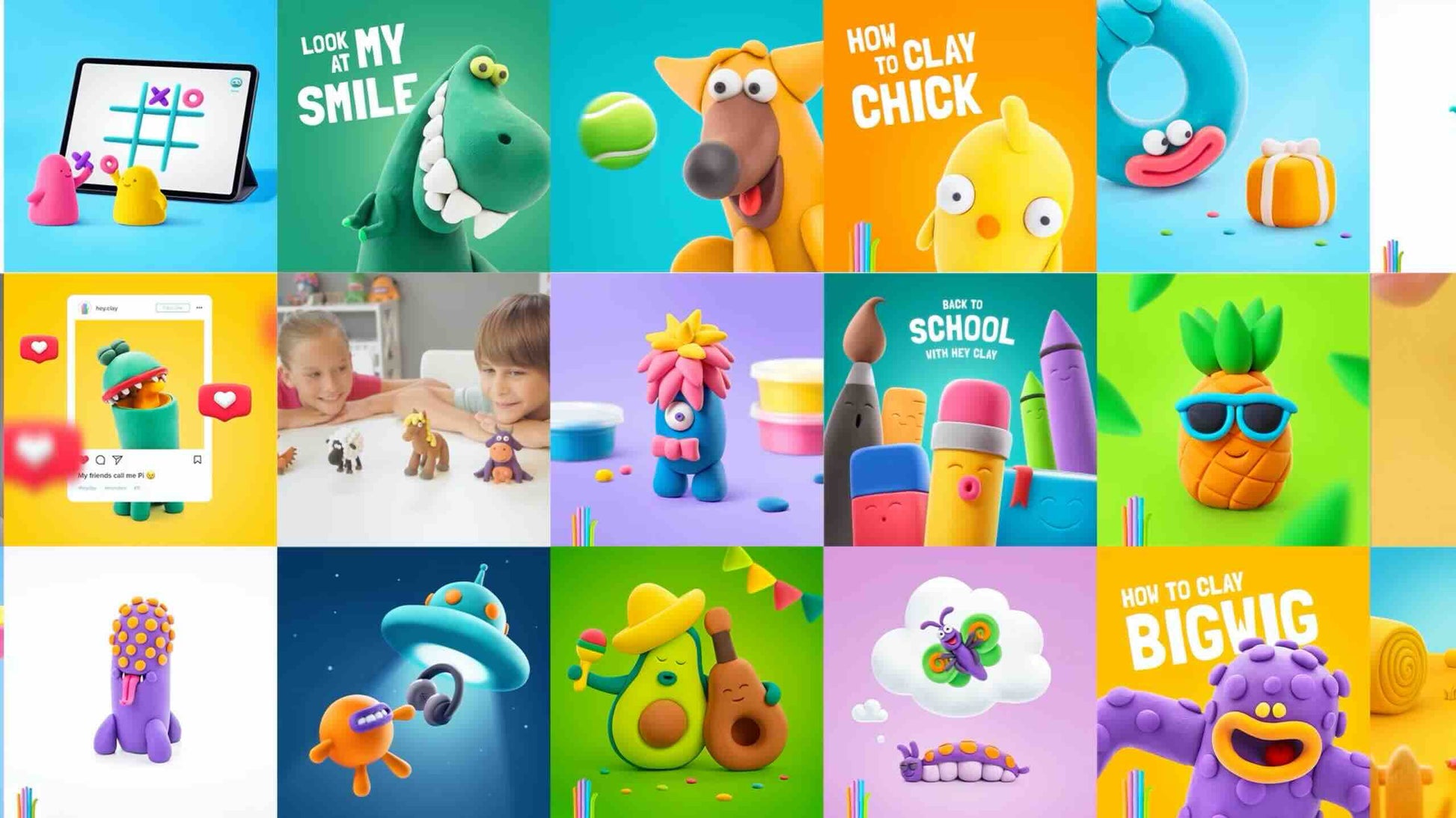 Interactieve video van Hey Clay en speelgoed klei figuren