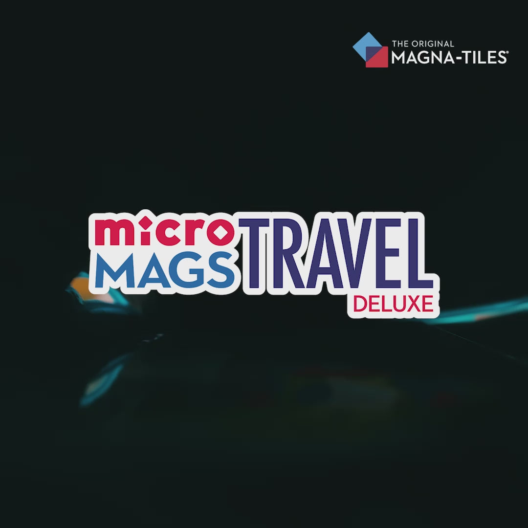Magna-Tiles micro mags travel deluxe set  kinderen spelen en nemen de set mee.