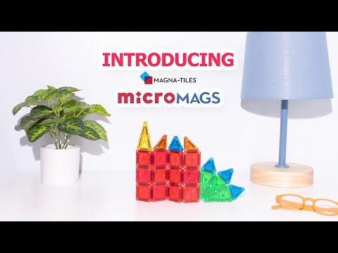 Magnetische tegels microMAGS 26-delige set in metalen reisverpakking. Magnetic tiles speelgoed voor kinderen.