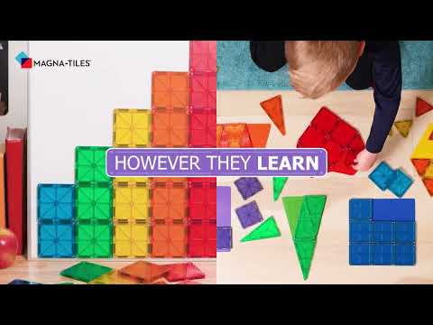 Kind speelt met Magna tiles magnetisch speelgoed classic 32-delige set 