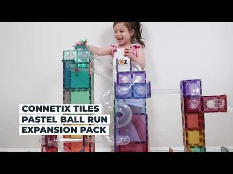 Connetix Pastel Ball Run Expansion Pack 80 magnetische bouwstenen knikkerbaan uitbreiding - productvideo