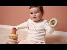 Productvideo Little Dutch Stapelringen Roze, kleurrijke stapeltoren als educatief Montessori speelgoed voor baby’s.