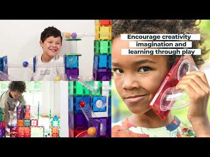 Connetix Rainbow Ball Run Pack 92 magnetische tegels knikkerbaan in regenboogkleuren - productvideo