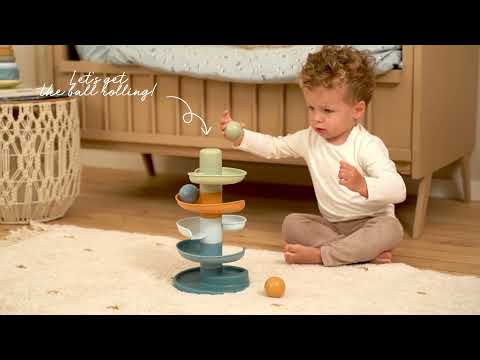 Productvideo van Little Dutch Spiraaltoren Blauw, educatief en sensorisch speelgoed met ballenbaan voor baby’s vanaf 10 maanden.
