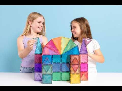 Connetix Glitter Castle Pack 48 magnetische tegels met glittereffect - kasteel magnetisch speelgoed