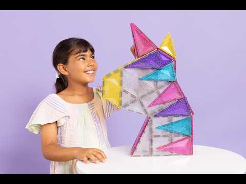 Connetix Glitter Unicorn Pack 56 magnetische bouwstenen met glittereffect - unicorn speelgoed video