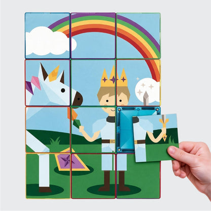 Prinsessen speelgoed met coblo toppers: regenboog, eenhoorn, prins en prinses magnetisch puzzelspel