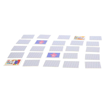 Spelopstelling van Ravensburger Bluey memory met kaarten open en gesloten, leuk en leerzaam voor kinderen vanaf 3 jaar.