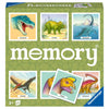 Voorkant verpakking Ravensburger memory spel met dinosaurussen, kleurrijke illustraties en geschikt educatief speelgoed.