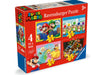 Voorkant verpakking Ravensburger Super Mario 4-in-1 puzzel met 12, 16, 20 en 24 stukjes, ideaal kinderspeelgoed vanaf 3 jaar.