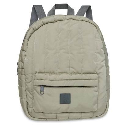 Rugzak Jollein Puffed olive green voorkant met merklogo en grijze verstelbare schouderriemen